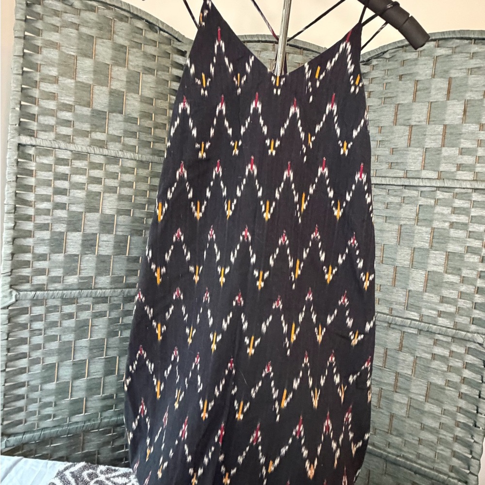 LOFT Black and Gold Patterned A-Line Skirt